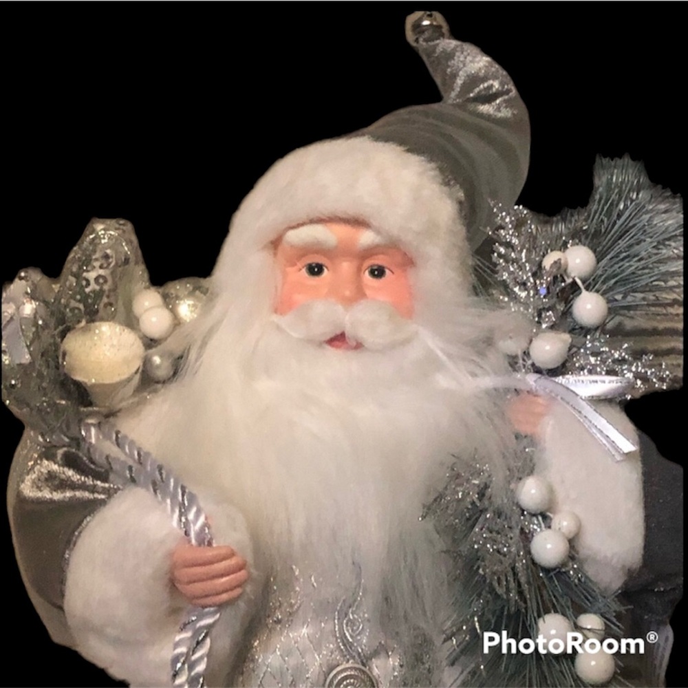 Christmas Stunning Silver Santa 20” Tall NWT Metallic Threads Realistic - Picture 6 of 10